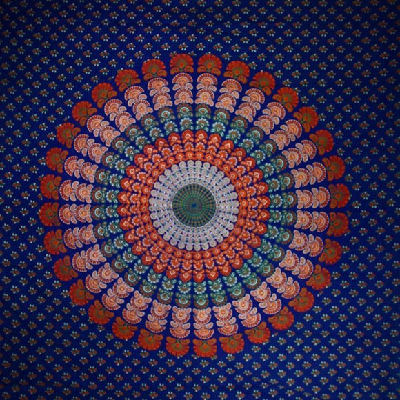 Vintage Peacock Dance Mandala Cotton Tapestry - Picture 3 of 5